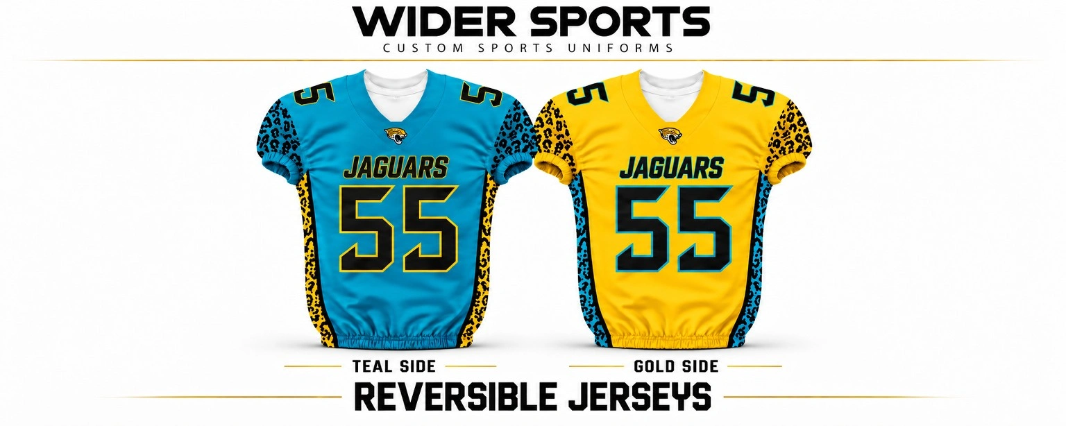 Reversible jerseys: Teal and gold jersey options shown in your reversible design.